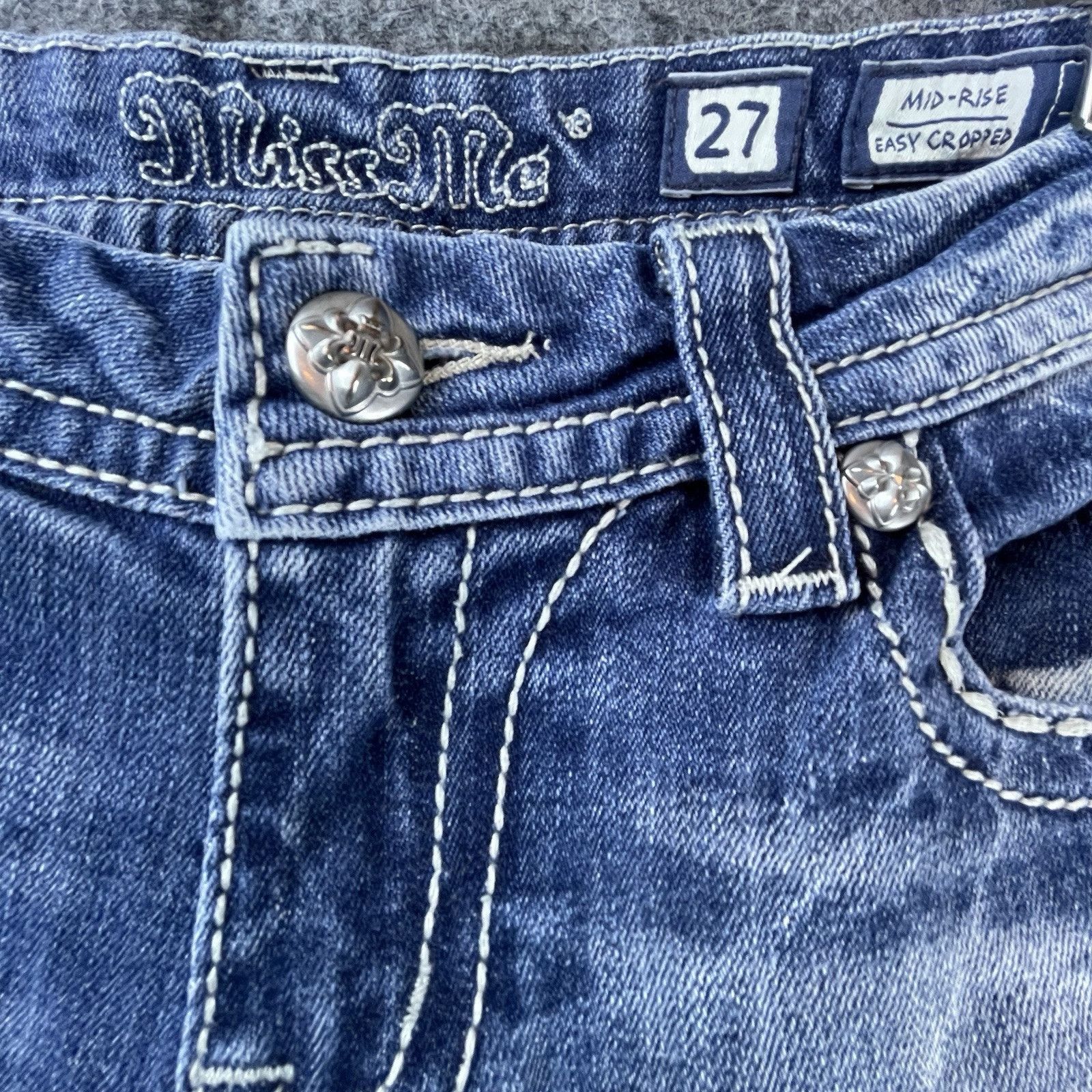 Miss Me Miss Me Jeans Women 27 Mid Easy Cropped Flap Rhinestones Y2K Size 27" / US 4 / IT 40 - 9 Thumbnail