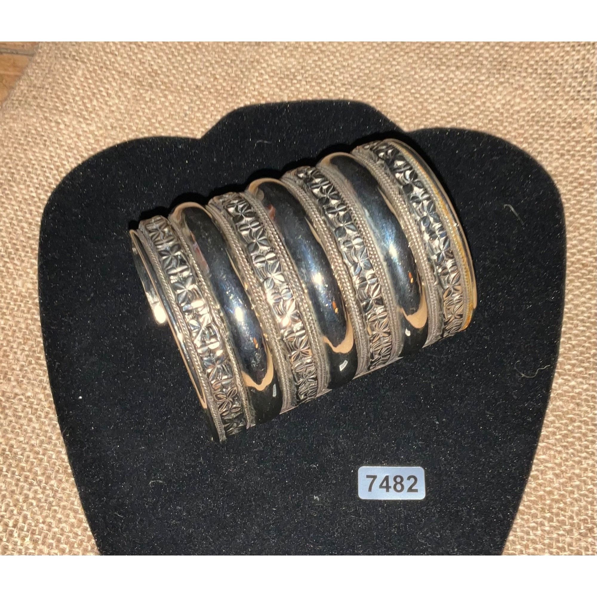 Other Wide Silver Cuff Bracelet With Intricate Floral Pattern Desi Size ONE SIZE - 6 Thumbnail