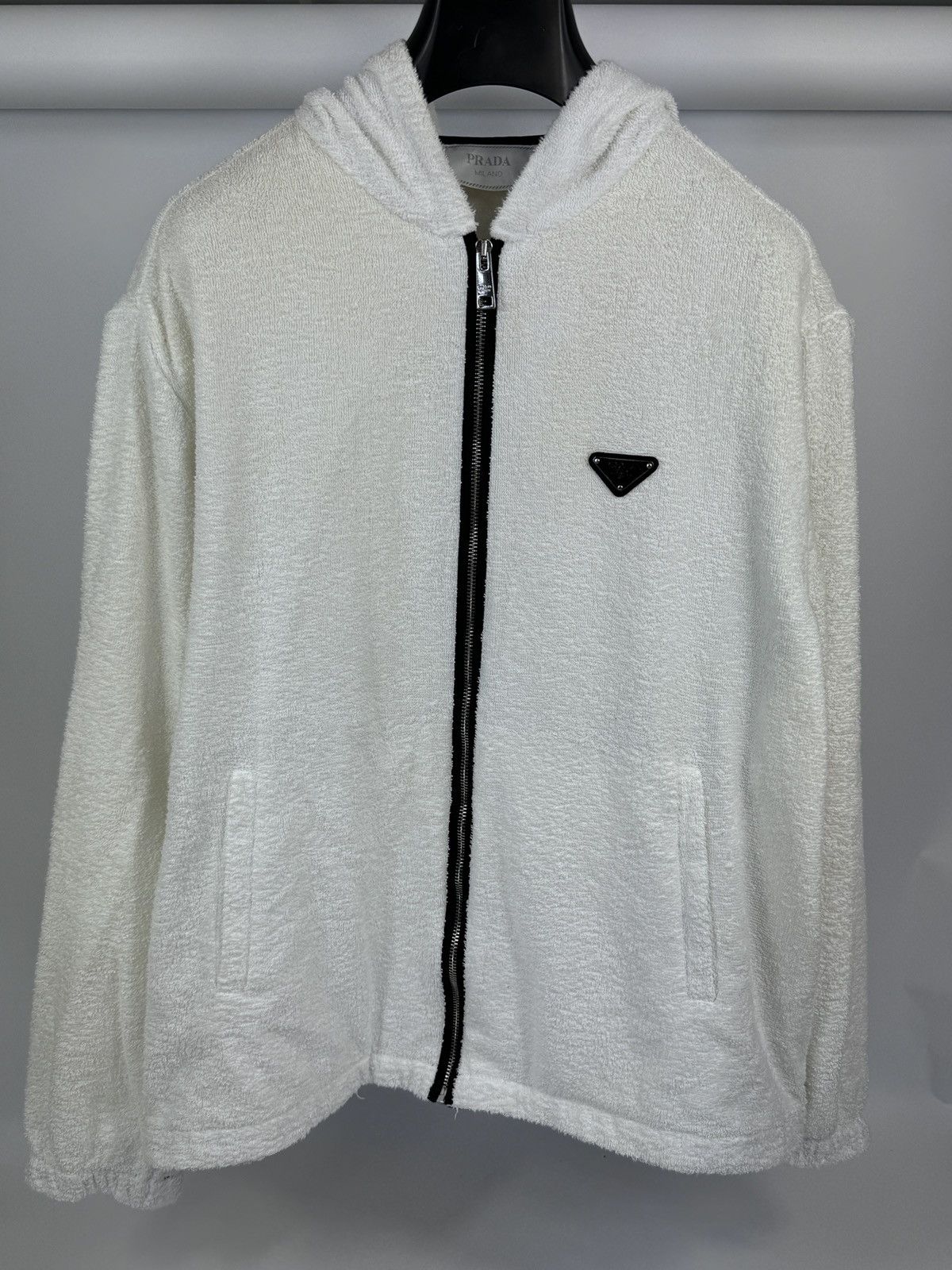 Prada TRIANGLE LOGO FLEECE ZIP UP Size US XL / EU 56 / 4 - 1 Thumbnail