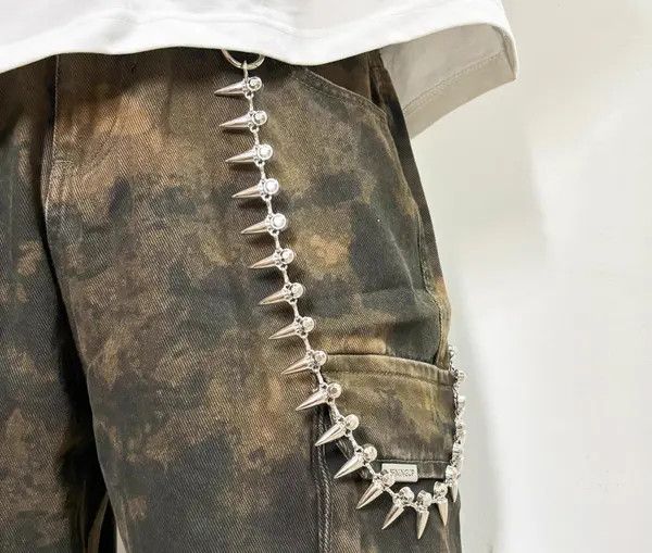 Jewelry Silver Spiked Wallet Chain Accessory for Pants, Punk Style Size ONE SIZE - 8 Thumbnail