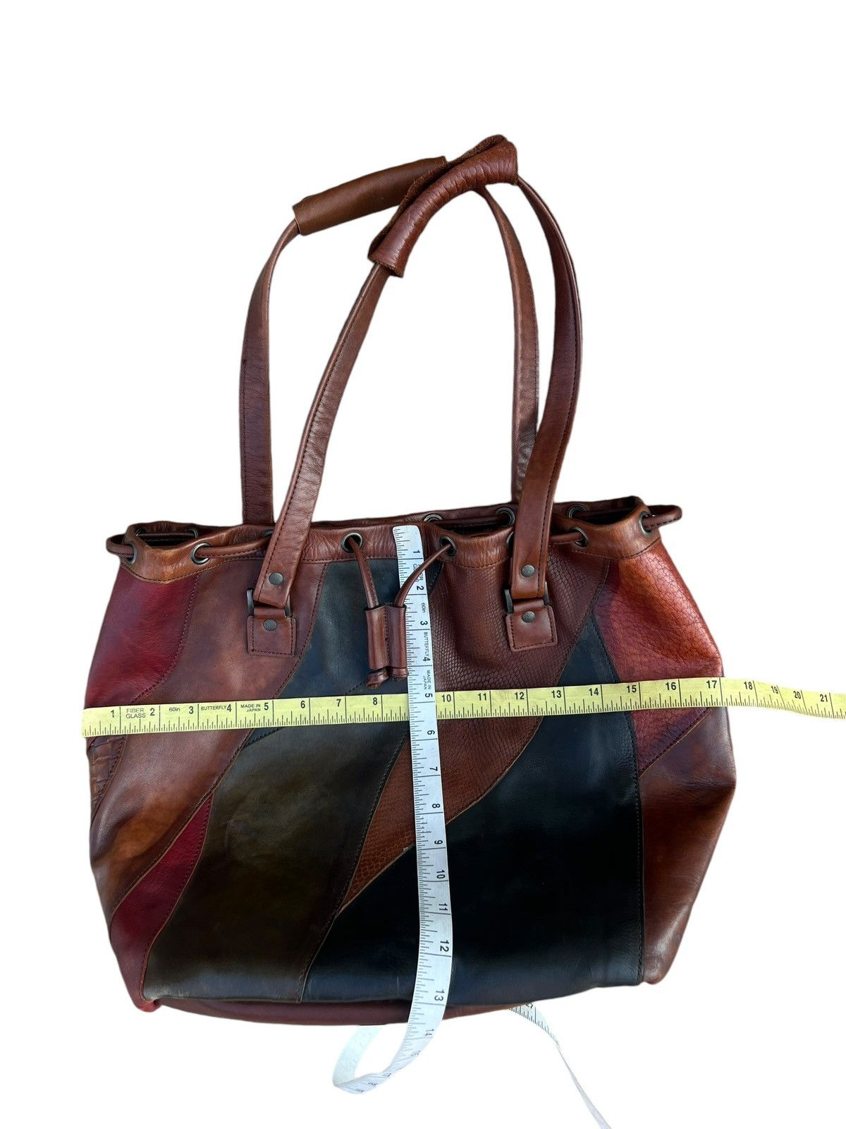 Leather Vintage K. Murata Japan Fade Patina Patchwork Tote Bag Size ONE SIZE - 25 Thumbnail