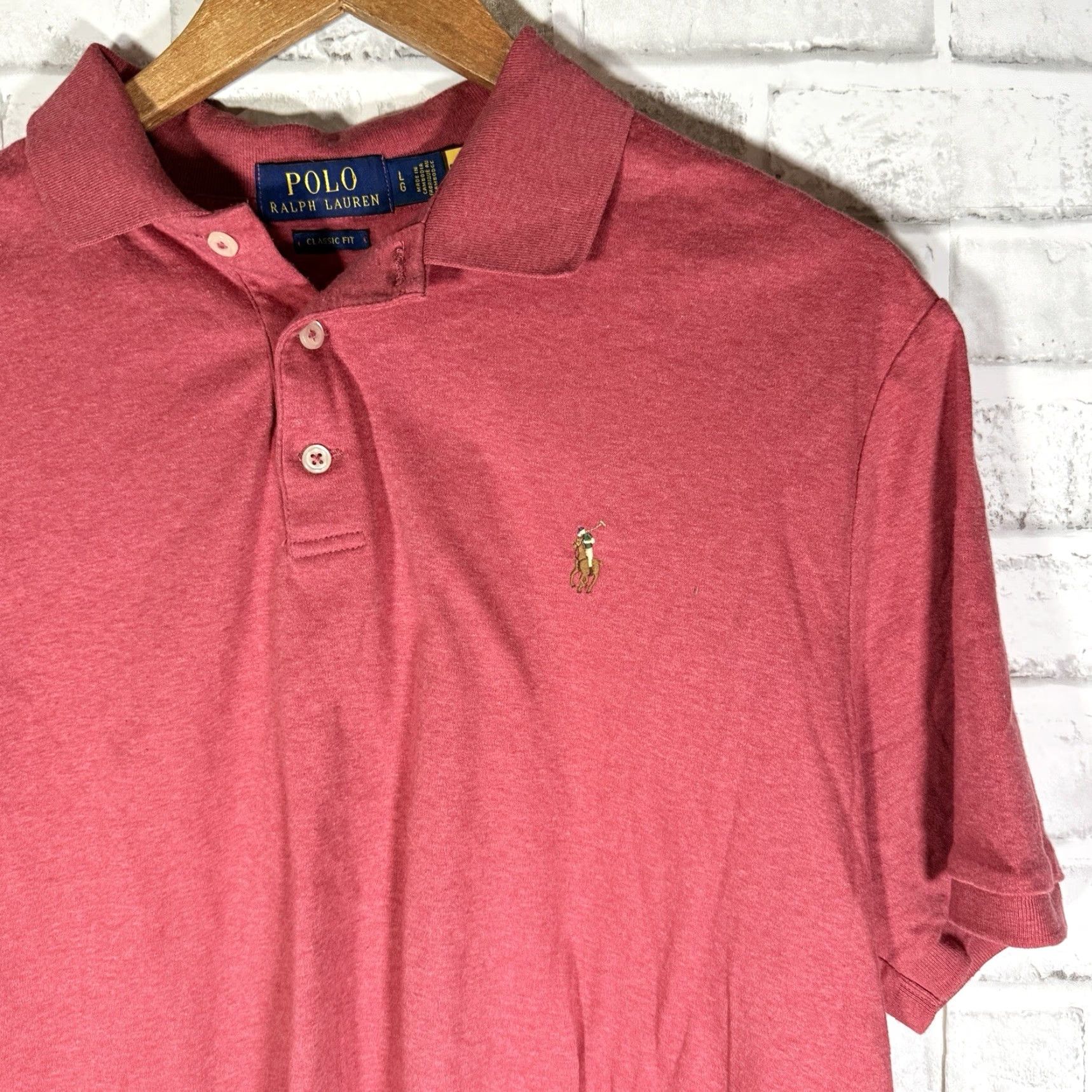 Polo Ralph Lauren Polo Ralph Lauren Red Classic Fit Polo Shirt Mens Size L Size US L / EU 52-54 / 3 - 2 Thumbnail
