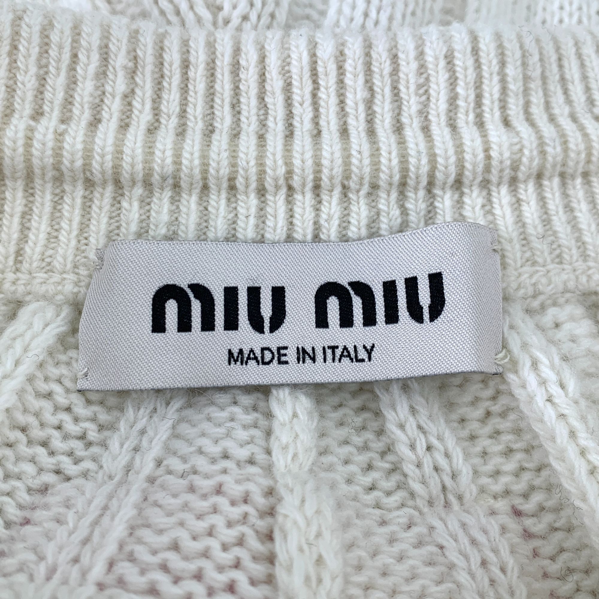 Miu Miu Miu Miu Off-White Cable Knit Track Pants With Pink Stripes S Size 25" / US 0 / IT 36 - 2 Thumbnail