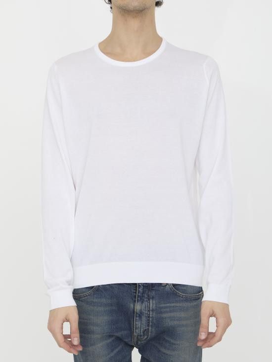 John Smedley JOHN SMEDLEY Men Sweater HATFIELD WHITE Size US XL / EU 56 / 4 - 1 Thumbnail