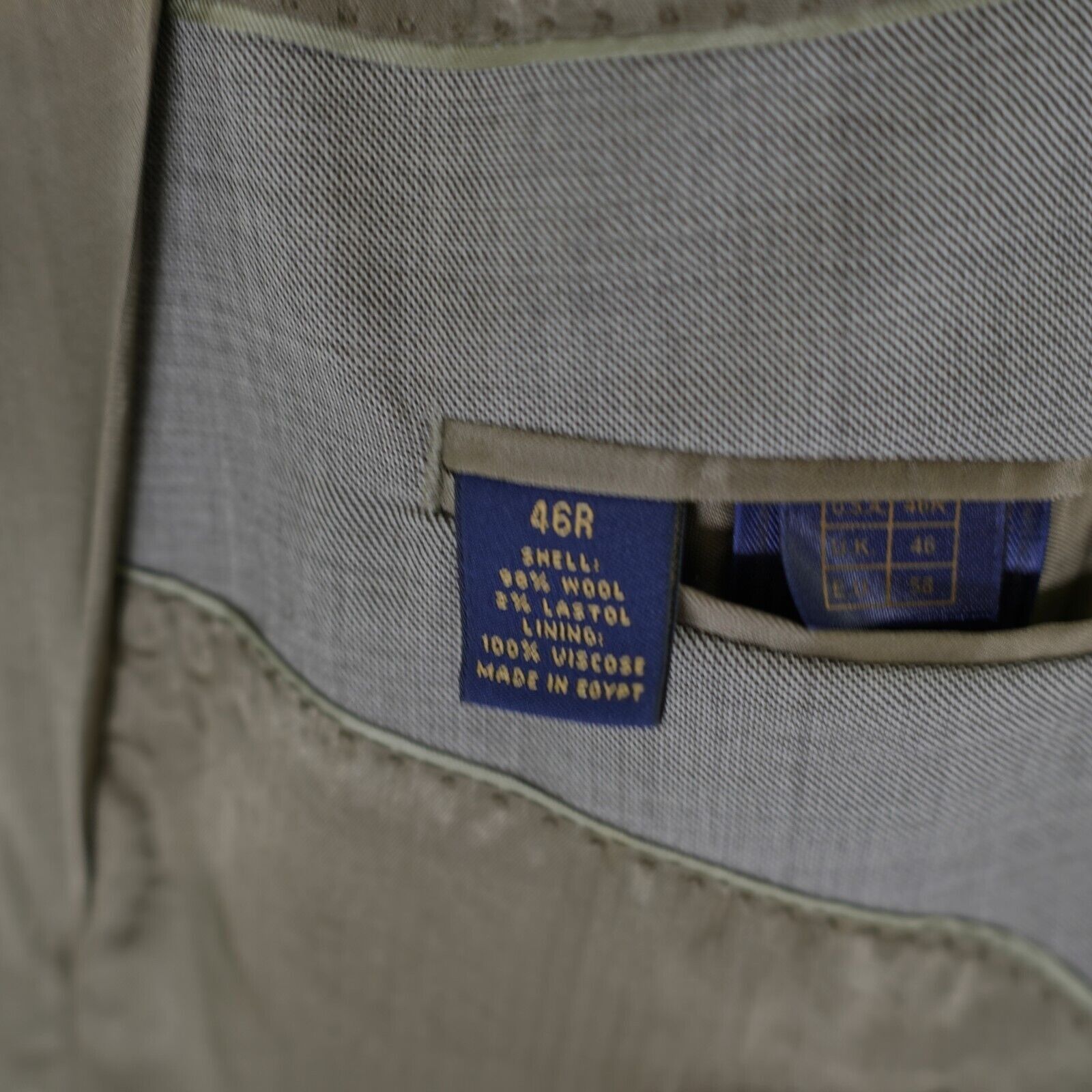 Brooks Brothers DAMAGED Brooks Brothers 346 Stretch Wool Beige Sharkskin 44R Size 44R - 9 Thumbnail