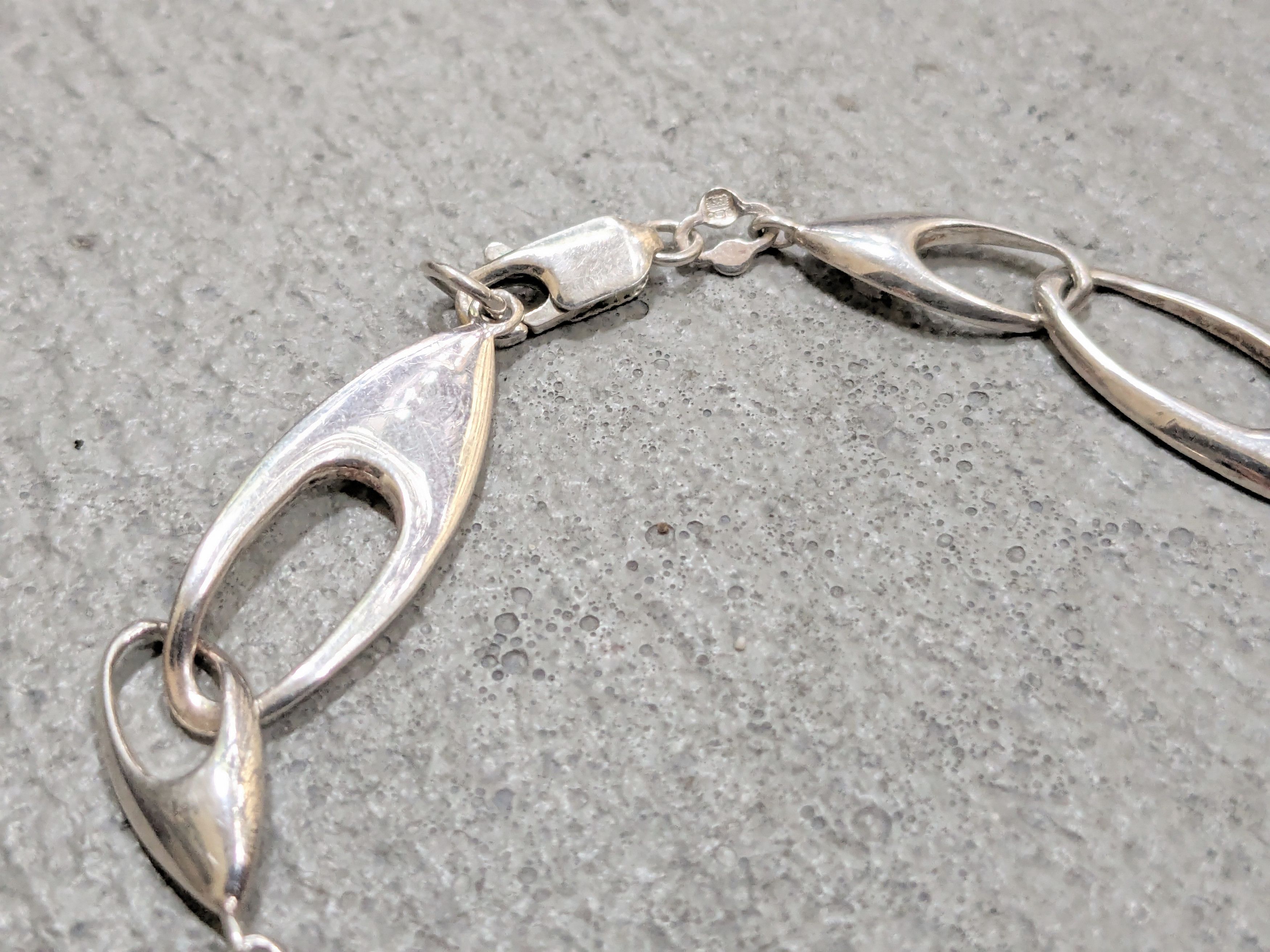 Jewelry Vintage Sterling Silver Bracelet Oval Link Chain 7.5" Modern Size ONE SIZE - 2 Thumbnail