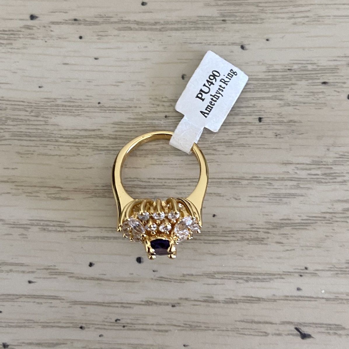 Other NWT Amethyst and Crystal Gold Tone Cocktail Ring | Size 6.5 Size ONE SIZE - 4 Thumbnail