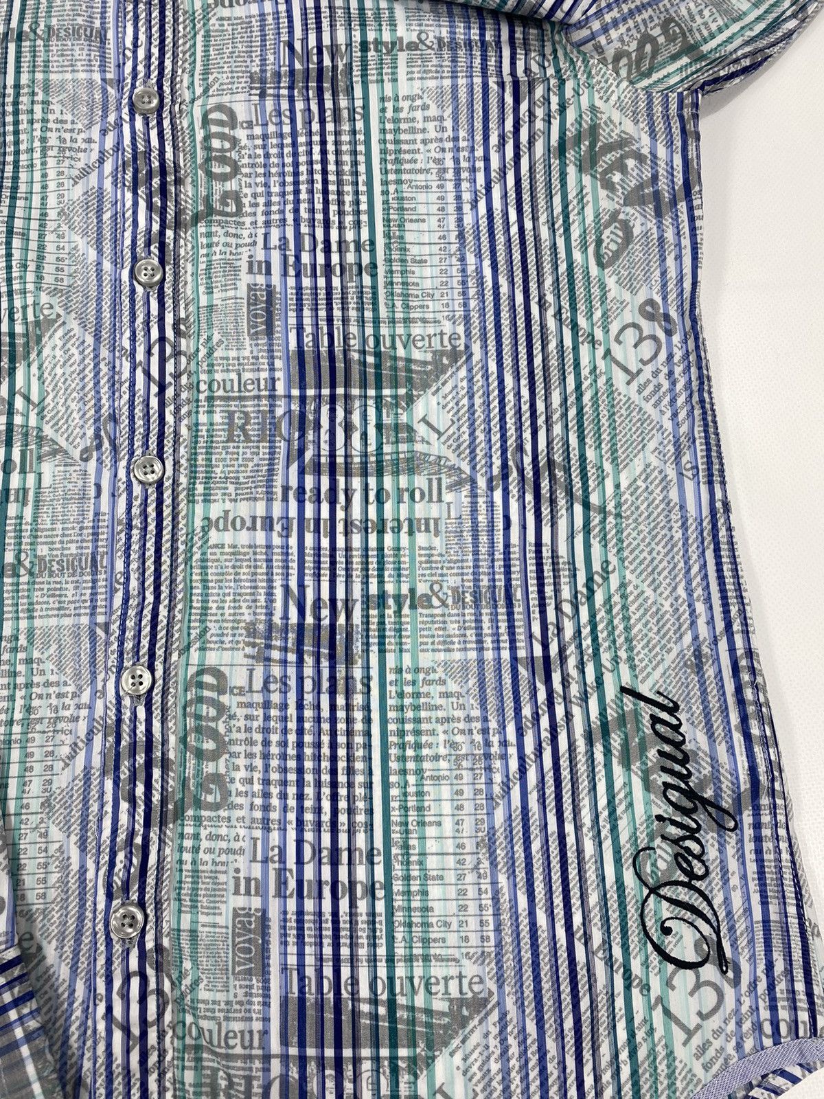 Desigual 🔥LASTDROP🔥 Newspaper Gazette Galliano Style Striped Shirt Size US S / EU 44-46 / 1 - 4 Thumbnail