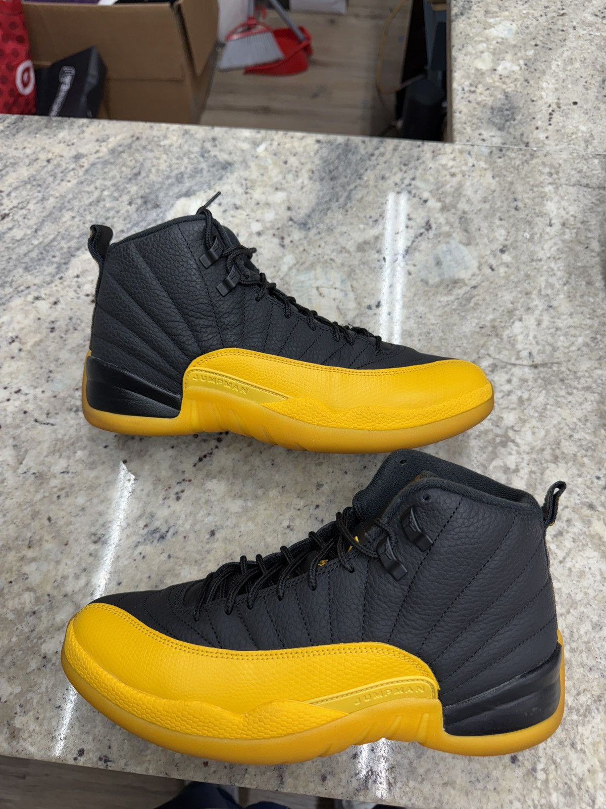 Jordan Brand Jordan 12 Retro Black University Gold Sneakers Size US 9 / EU 42 - 1 Thumbnail