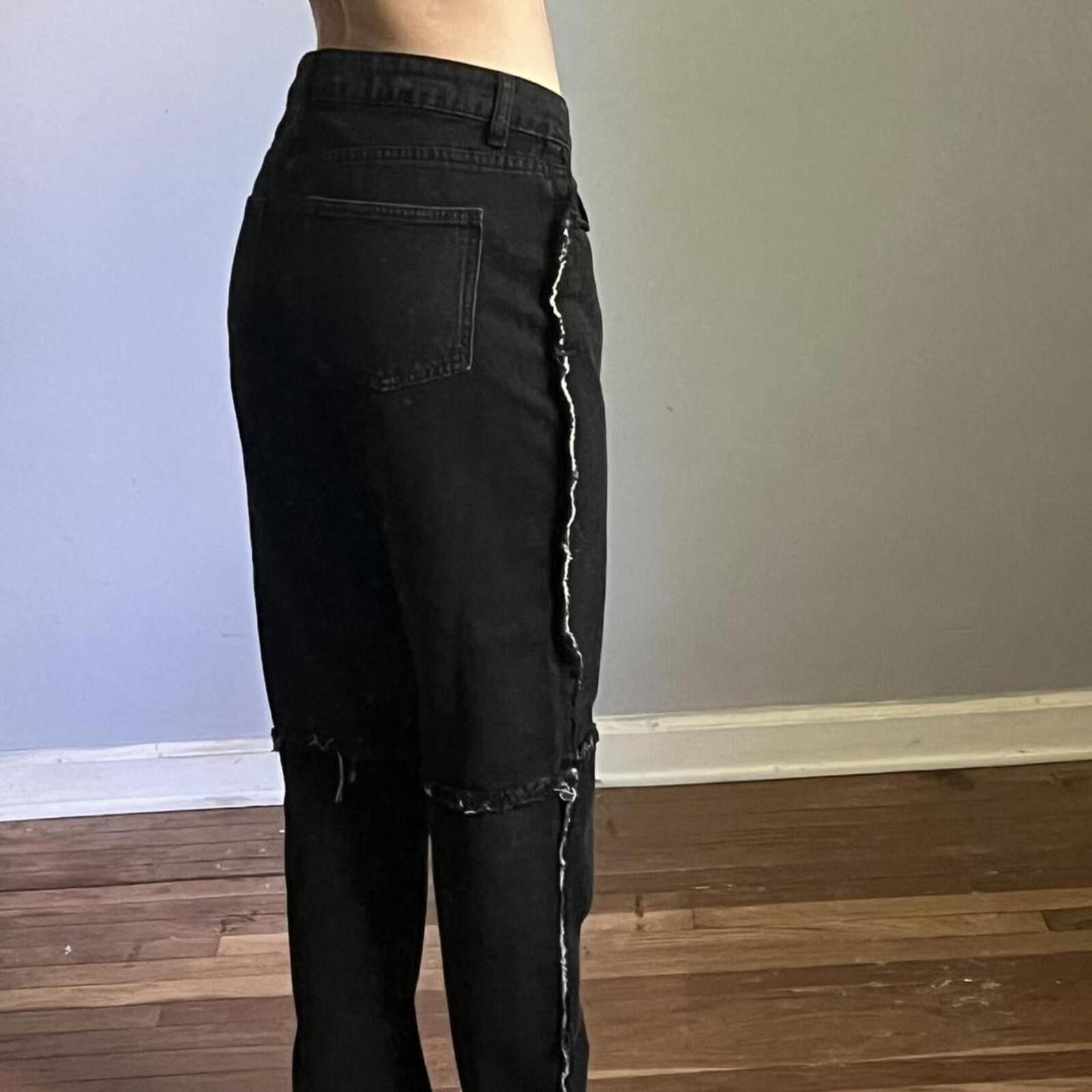 Shein SHEIN black grungy patchwork jeans Size 30" / US 8 / IT 44 - 5 Thumbnail