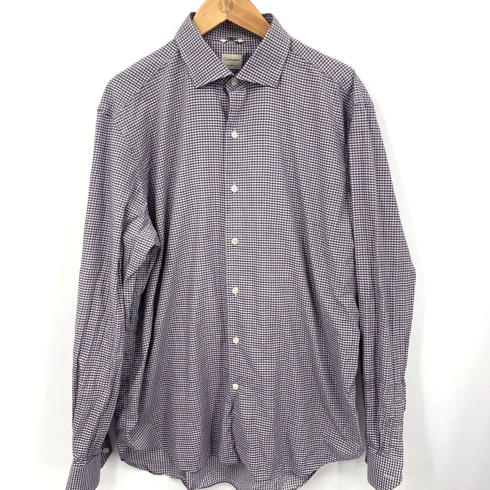 Vintage Culturata Button-Up Shirt Mens XL Plaid Gingham Cotton Blue White 90s Classic Designer Mens Clothing Size US XL / EU 56 / 4 - 2 Thumbnail