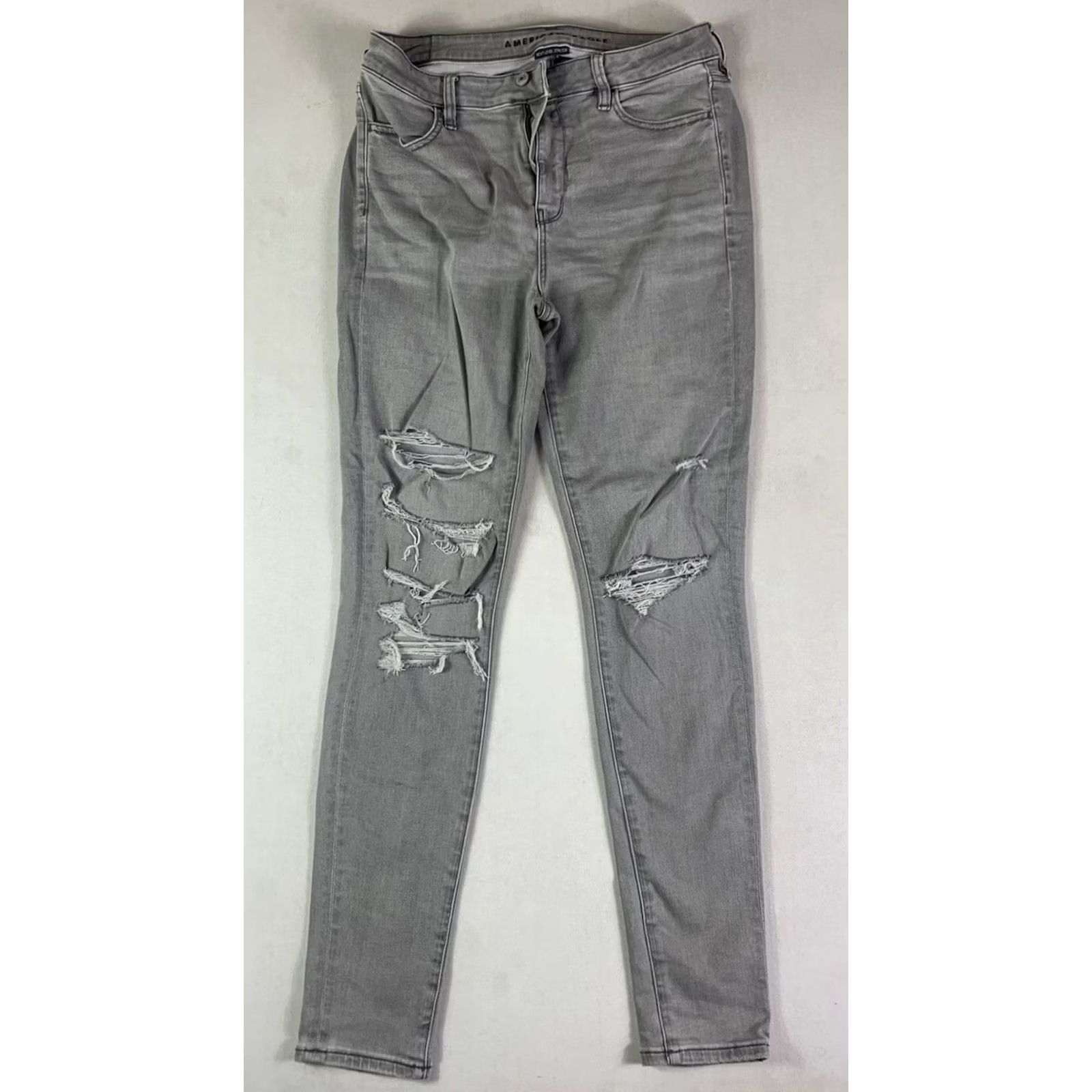 American Eagle Outfitters VINTAGE American Eagle Jegging Gray Hi-Rise Next Level Stretch Size 10 Long (Fit 32x31) Womens Size 24" / US 00 / IT 34 - 2 Thumbnail