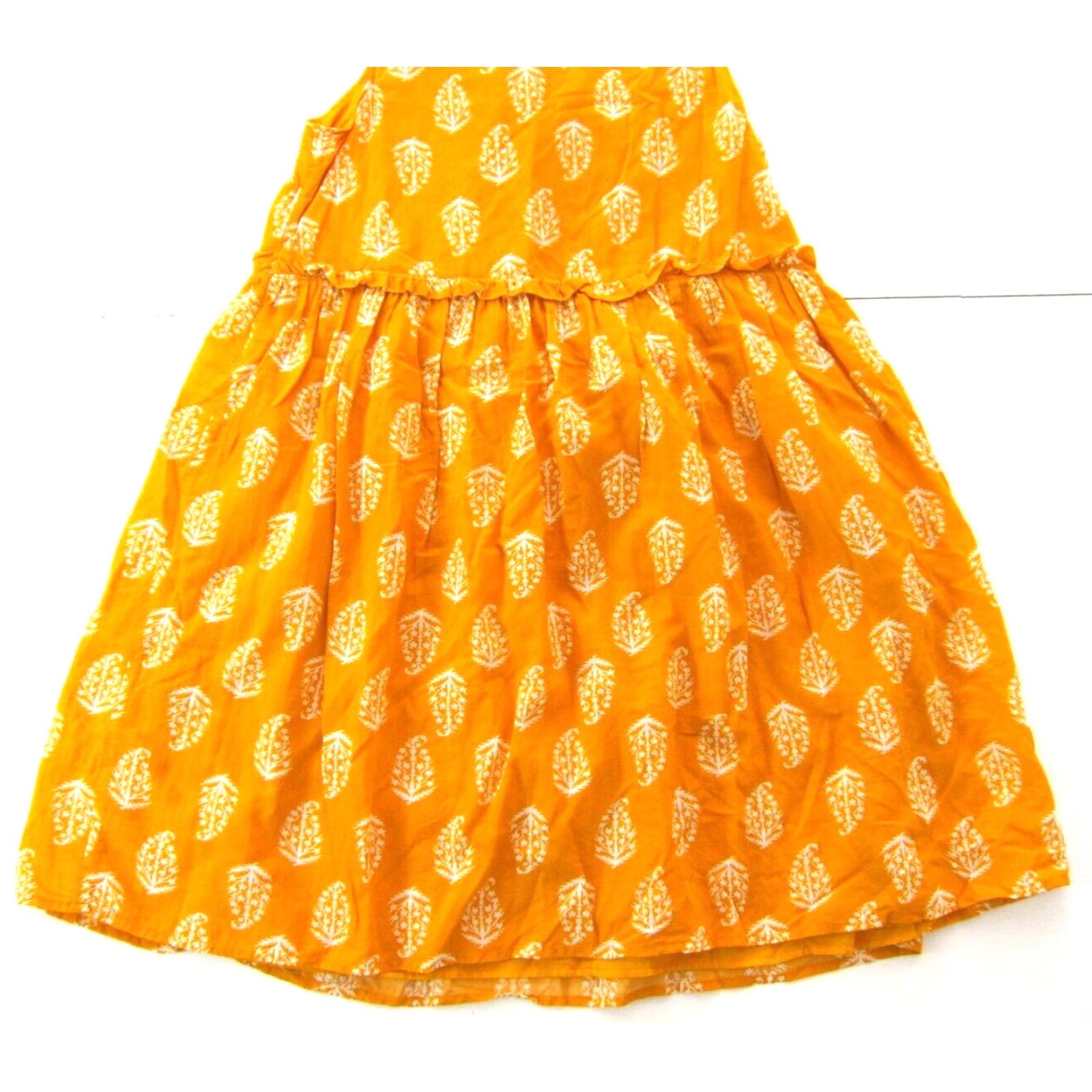 Lucky Brand Lucky Brand 100% Cotton Orange White Floral High Neck Sheath Tank Sun Dress XS Size XS / US 0-2 / IT 36-38 - 5 Thumbnail