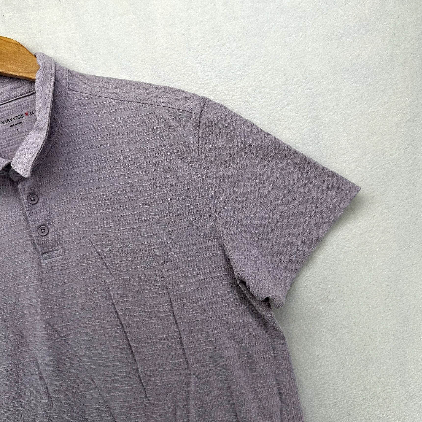 John Varvatos John Varvatos Star USA Polo Shirt Purple Men's Large Textured Short Sleeve Size US L / EU 52-54 / 3 - 4 Thumbnail