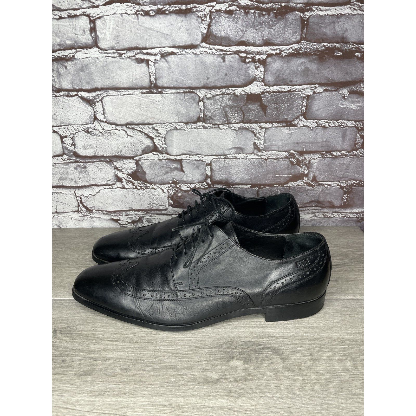 Hugo Boss Boss Hugo Boss Black Leather Wingtip Oxfords Dress Shoes Men Size US 12 / EU 45 - 1 Thumbnail