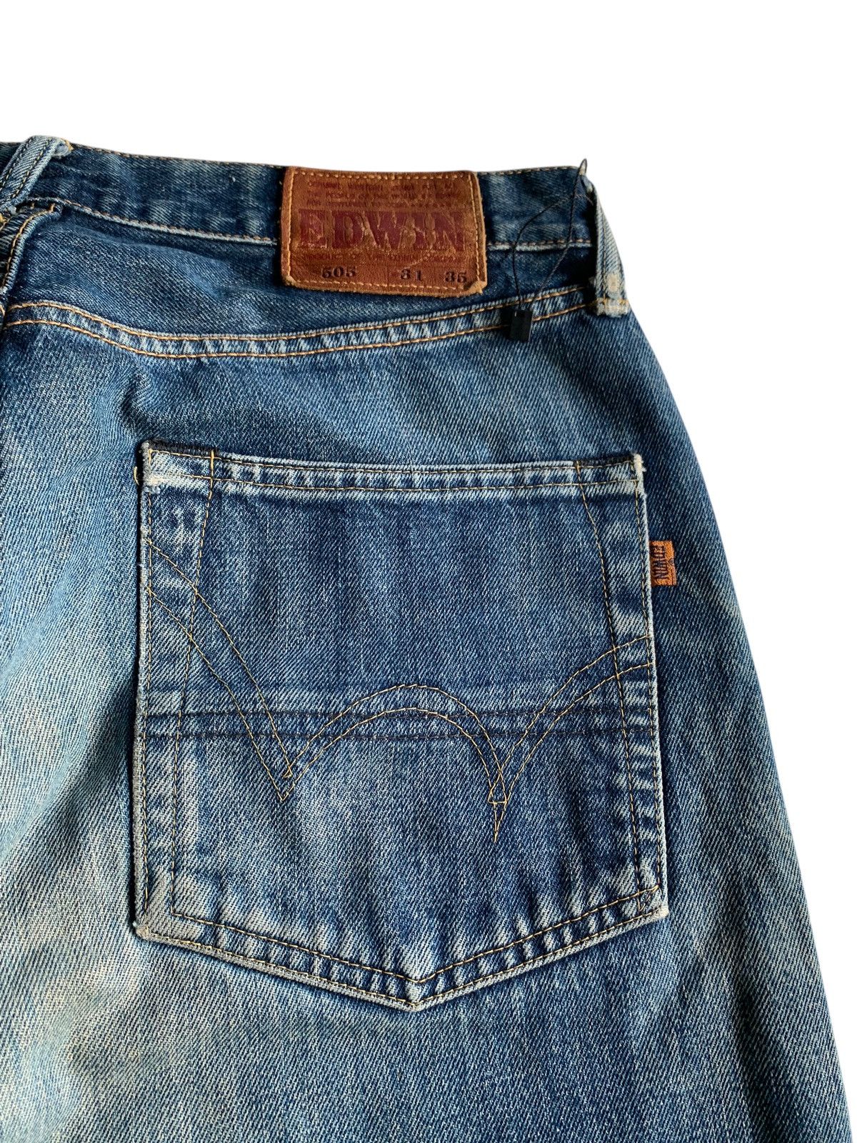 Edwin VINTAGE EDWIN 505 SELVEDGE BAGGY FADED DISTRESSED DENIM Size US 31 - 16 Thumbnail