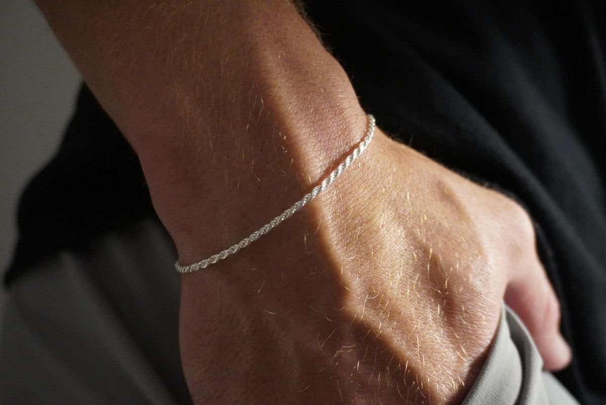 Jewelry Silver Bracelet Solid .925 Silver Rope Bracelet 2mm 8 Inches Size ONE SIZE - 1 Thumbnail