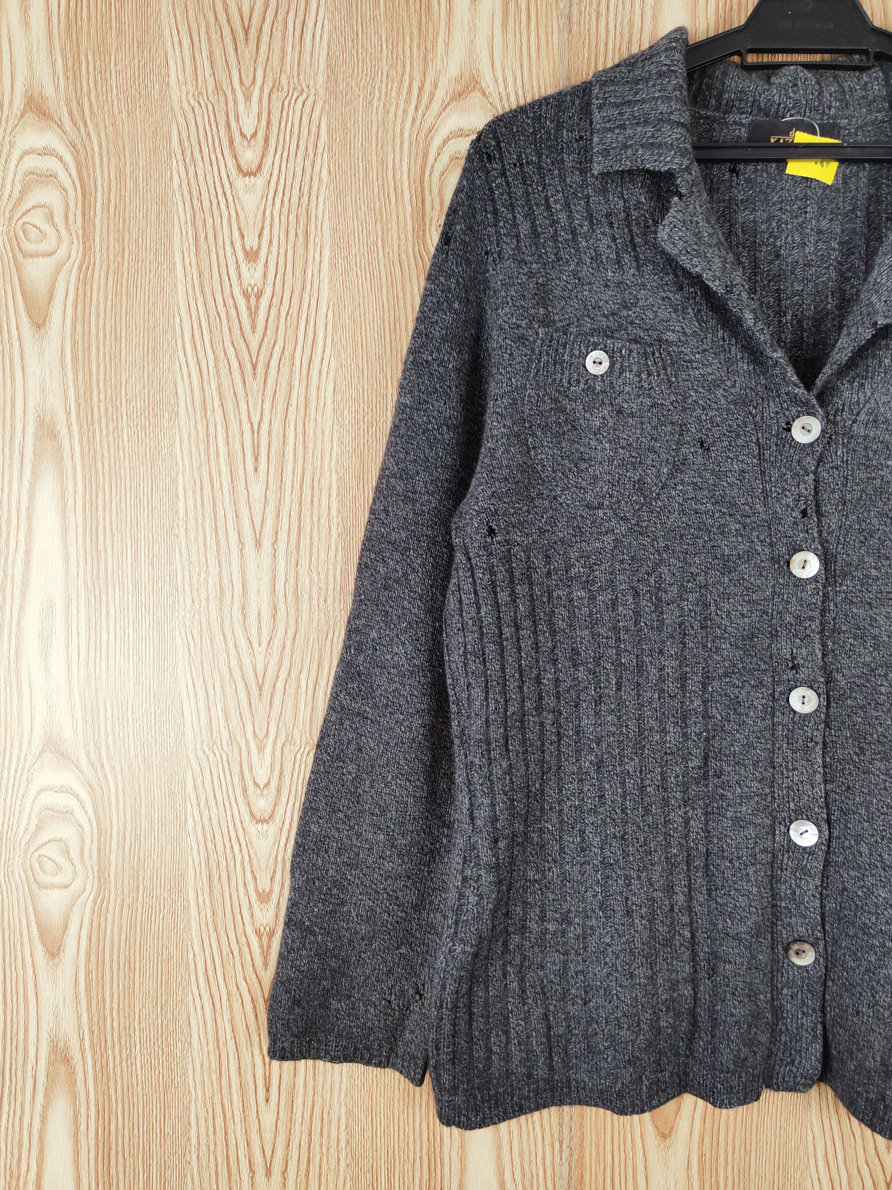 Homespun Knitwear × Japanese Brand × Vintage De Kazuko Black ripped Knitwear Cardigan #W045 Size US M / EU 48-50 / 2 - 6 Thumbnail
