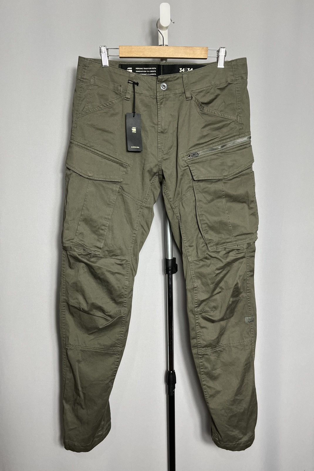 G-Star Rovic Zip 3D Regular Tapered G-Star RAW Khaki Mens pants Size US 34 / EU 50 - 2 Thumbnail