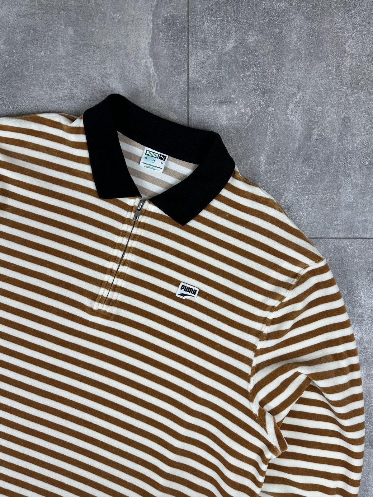 Puma Puma Velour Striped 1/4 Zip Up Sweatshirt Size US L / EU 52-54 / 3 - 2 Thumbnail