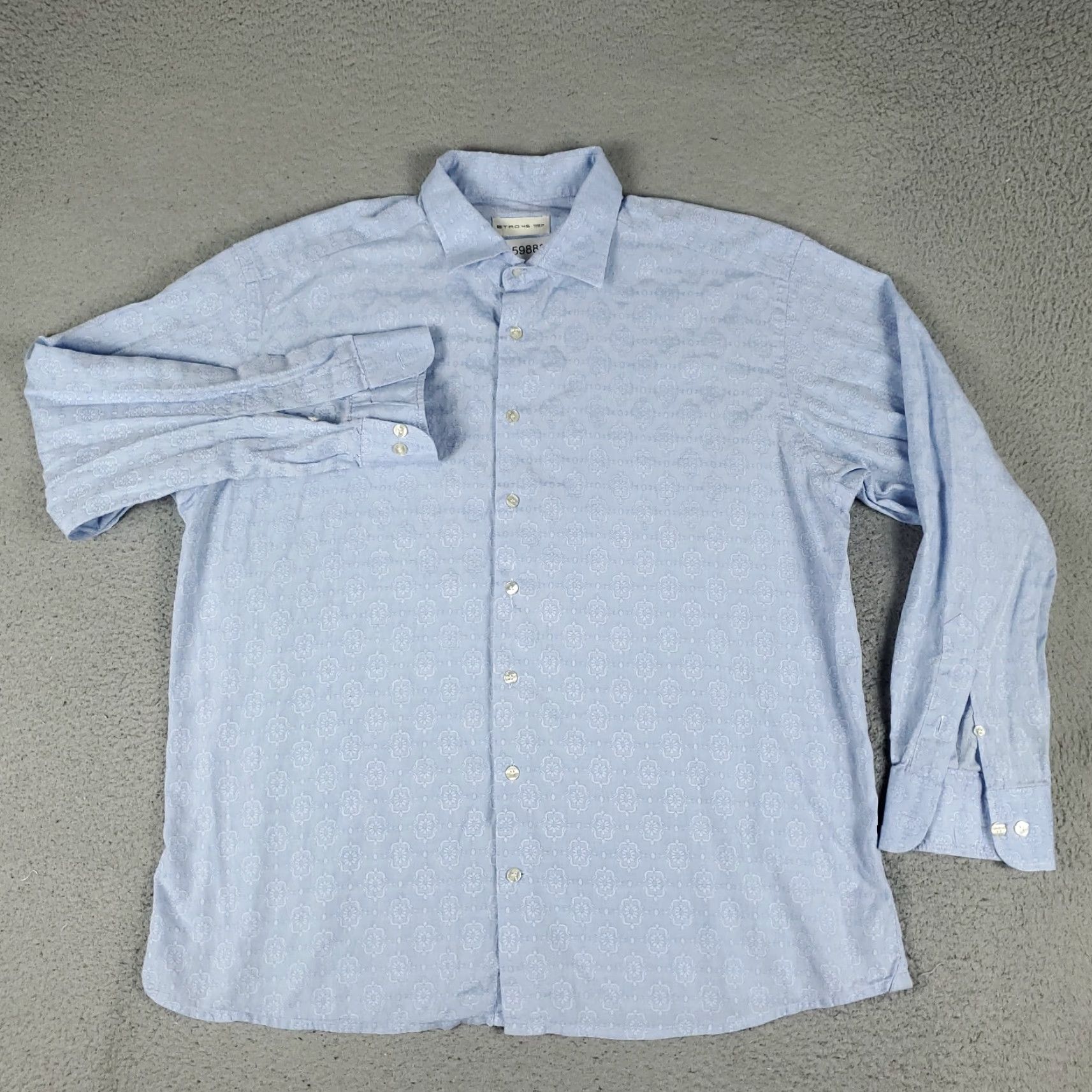 Etro ETRO Shirt Men Size 45 Blue Geometric Button-Up Long Sleeve, Regular, Cotton, Made in Italy, Classic Modern Colorful Pattern, Men's Shirt Size US XXL / EU 58 / 5 - 2 Thumbnail