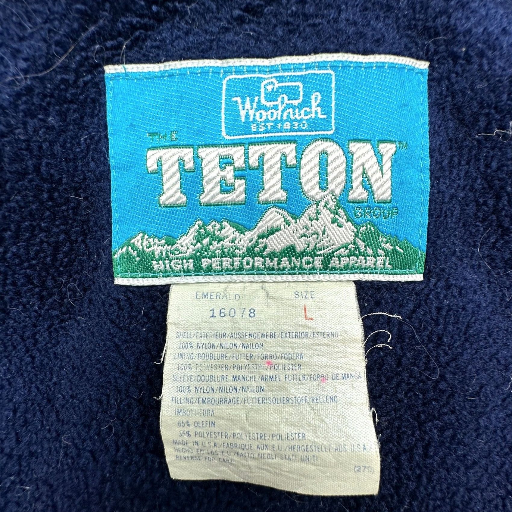 Vintage VINTAGE Woolrich Teton Bomber Jacket Fleece Lined Mens Large Emerald Blue 90s Size US L / EU 52-54 / 3 - 3 Thumbnail