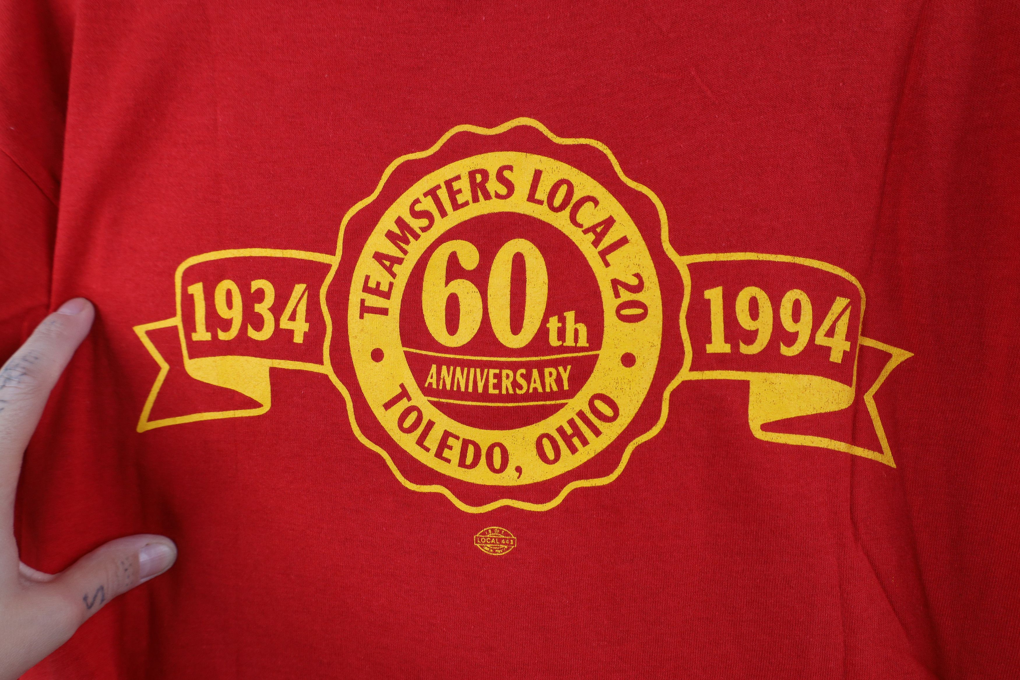Vintage Vintage 80s Spell Out Teamsters Local 20 T-Shirt Red USA Size US XL / EU 56 / 4 - 10 Thumbnail