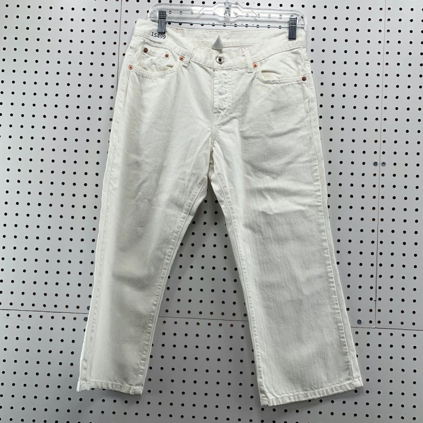 Lucky Brand VINTAGE Lucky Brand Jeans Main Selling Point White Dungarees Capris 32x23 Women 8/29 USA 1990s Womens Jeans Size 30" / US 8 / IT 44 - 7 Thumbnail