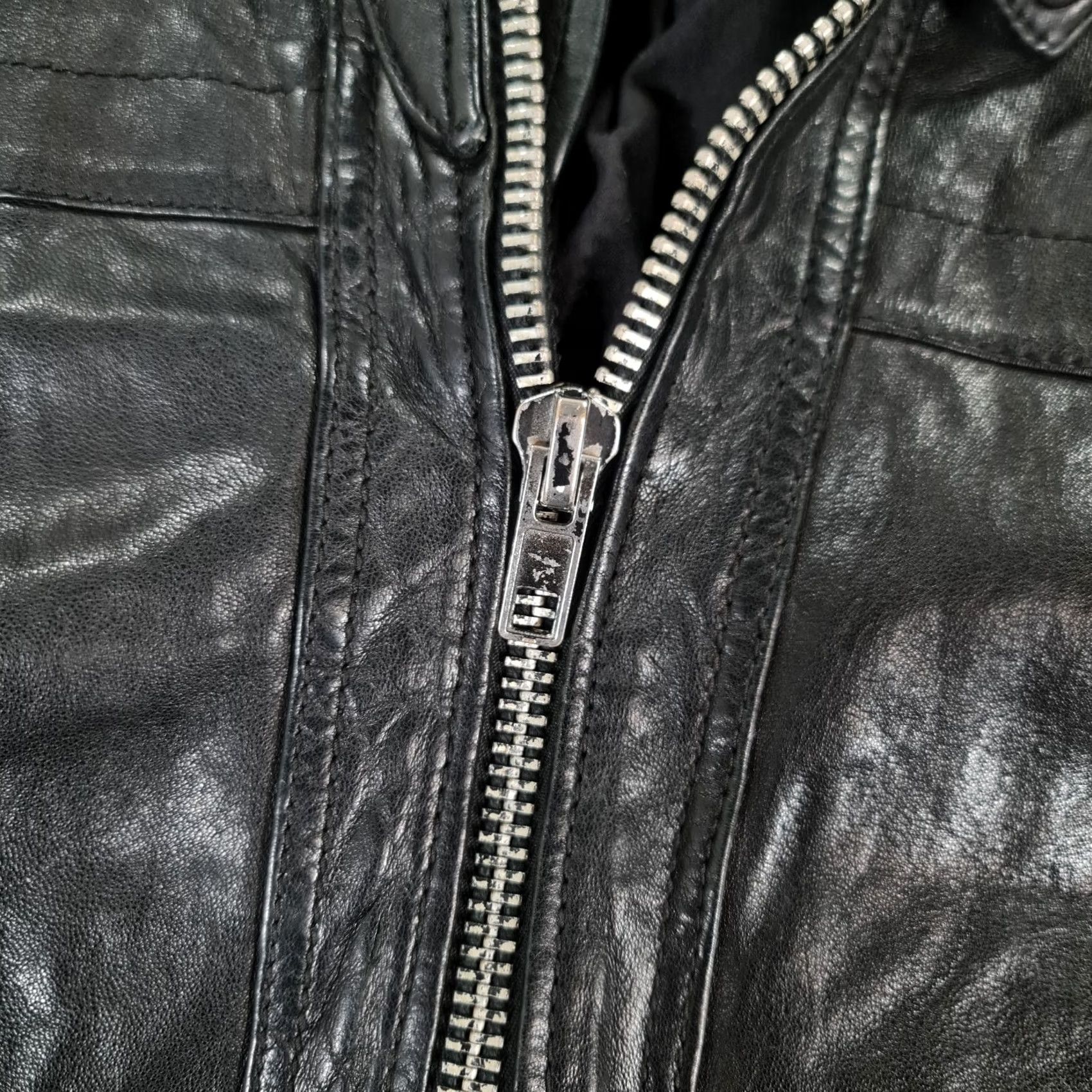 Allsaints VINTAGE AllSaints Jacket Mens Black XL Scorch Leather Biker Full Zip Size US XL / EU 56 / 4 - 4 Thumbnail