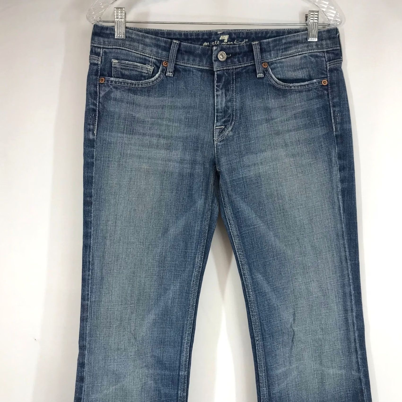 7 For All Mankind 7 For All Mankind Bootcut Jeans Medium Wash Slim 5-Pocket Design Embroidered Back Pocket Womens 29 Size 29" - 2 Thumbnail