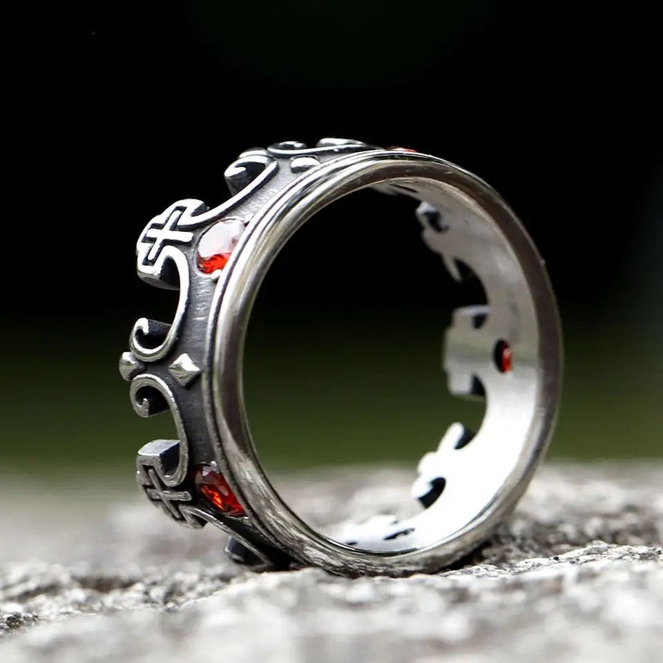 Jewelry Unique Cross Crown Ring Size ONE SIZE - 2 Thumbnail