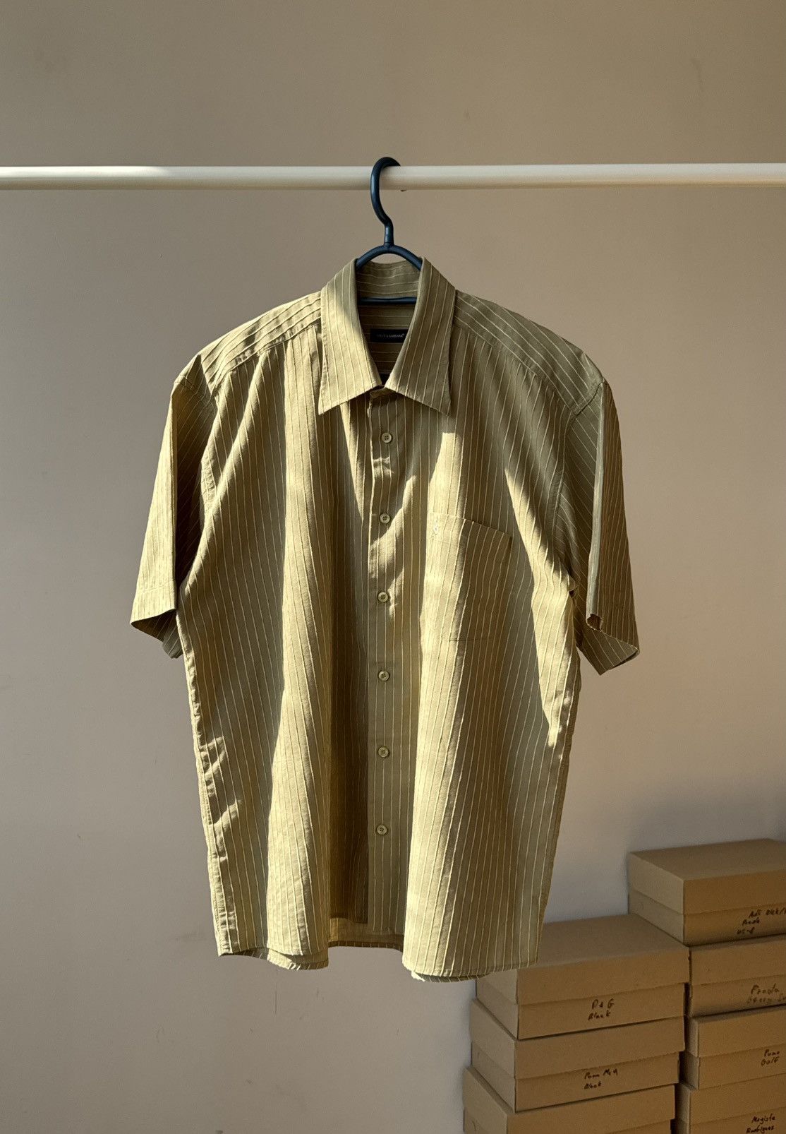Dolce & Gabbana Vtg Dolce&Gabbana Velour Striped Shorts Sleeve Button Shirt Size US XL / EU 56 / 4 - 7 Thumbnail