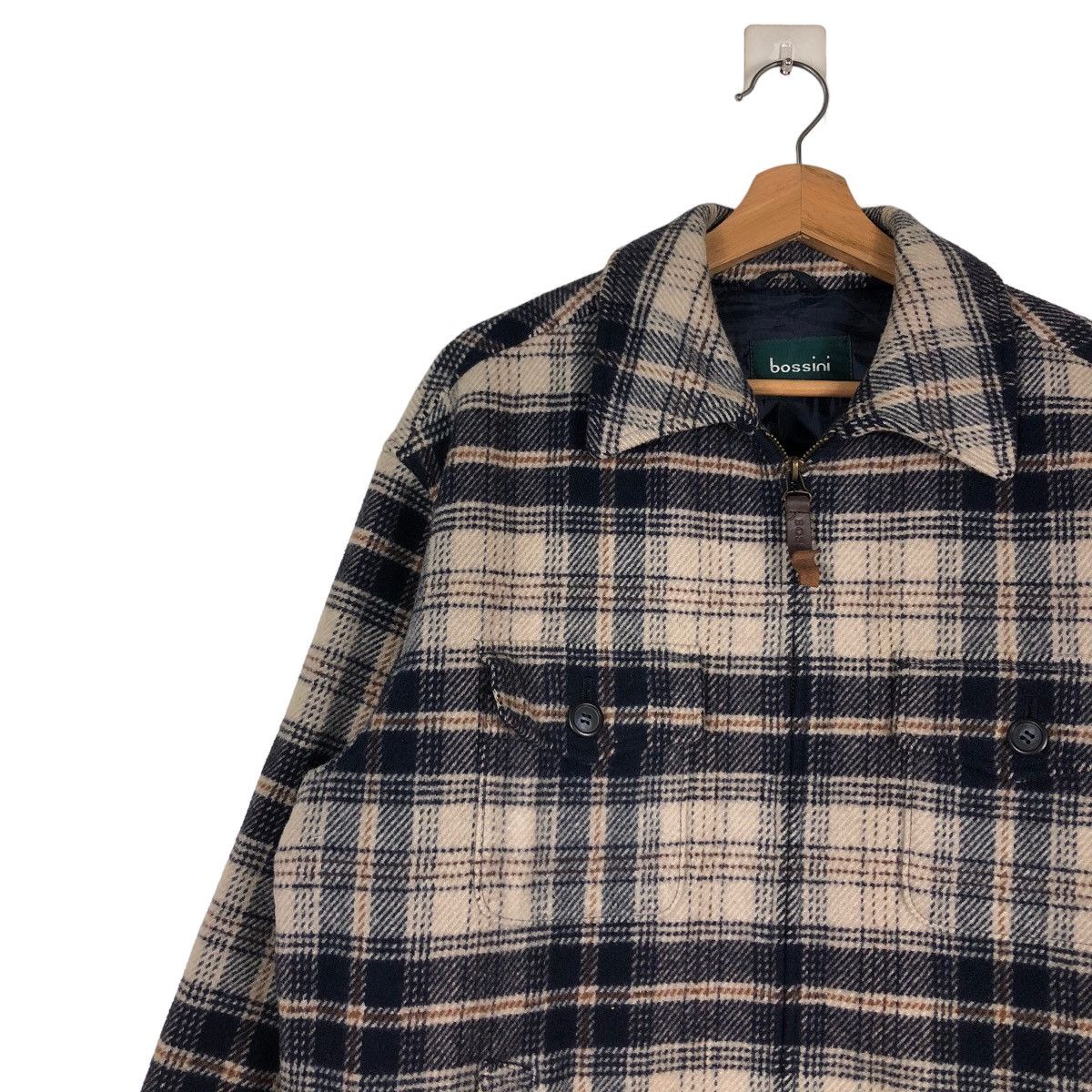 Japanese Brand 📌VINTAGE WORK CHORE ZIPPER JACKET BOSSINI TARTAN DESIGN Size US M / EU 48-50 / 2 - 5 Thumbnail