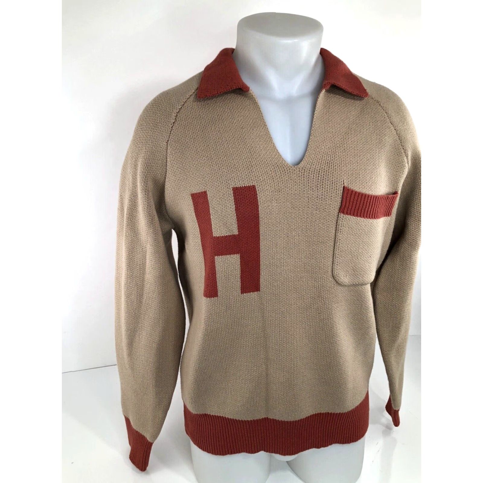 Honor the Gift HONOR THE GIFT Sweater V-Neck Mens Sm Heavy Pullover Blues Angel Oatmeal Knit 90s Los Angeles VNeck Hip Adult Mens Boys? Size US S / EU 44-46 / 1 - 3 Thumbnail