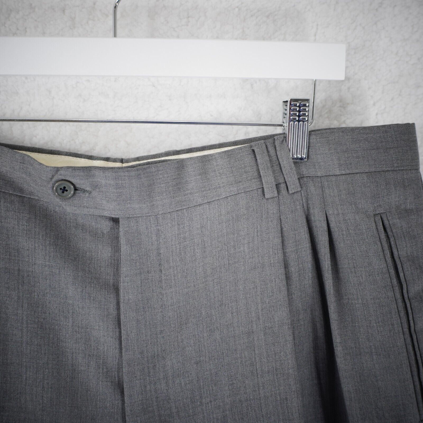 Other Acquaviva Tabaldo Togna Super 100's Wool Pleated Cuffed Gray Size 36R - 4 Thumbnail