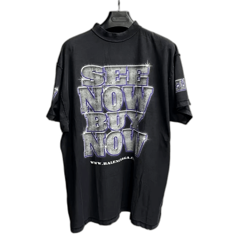 Balenciaga Black Graphic Short Sleeve TShirt-2505 Size US S / EU 44-46 / 1 - 1 Thumbnail
