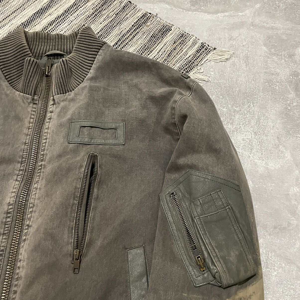 Allsaints moto distress leather bomber jacket vintage 90s