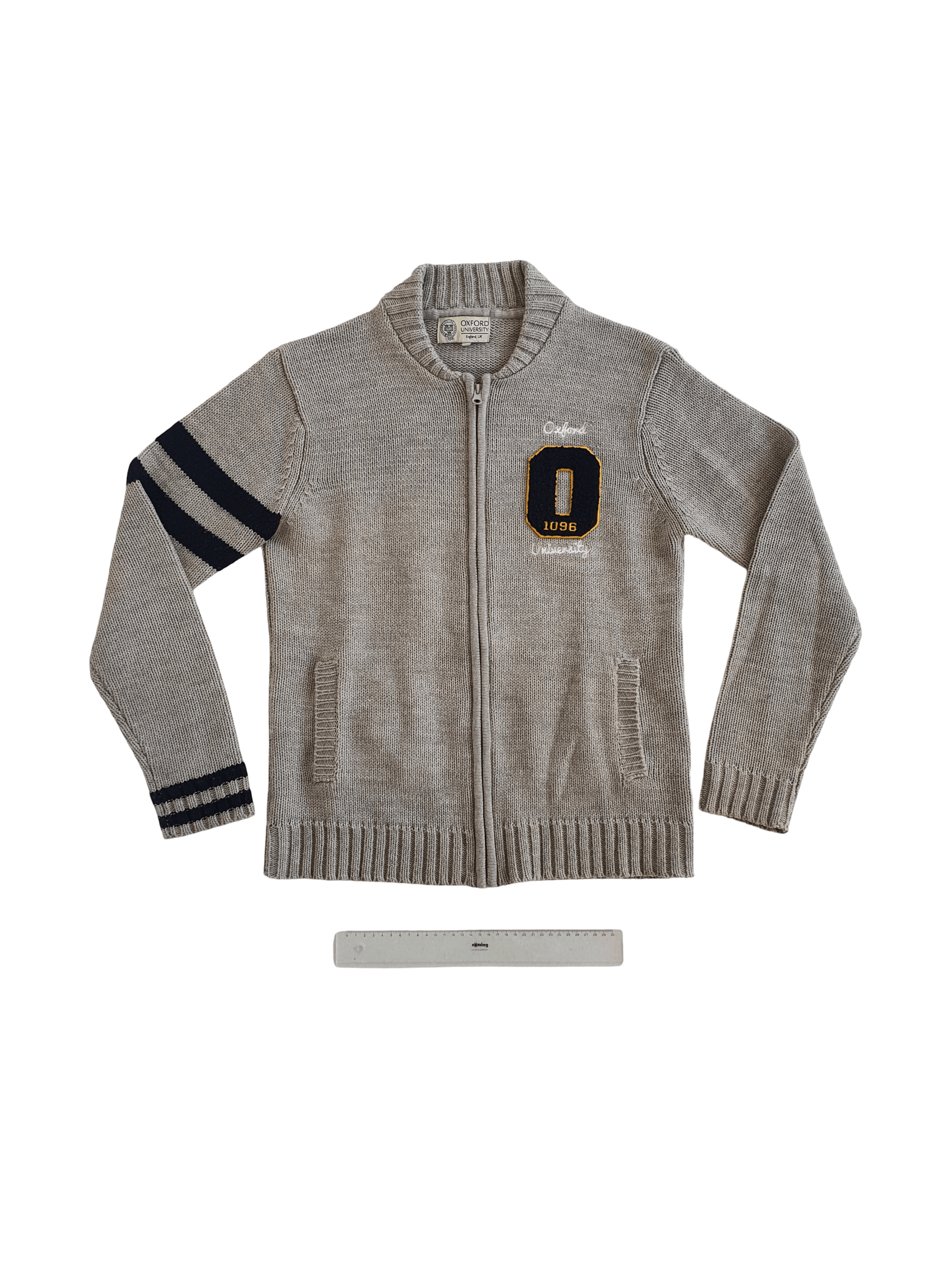 Full Zip Knit Cardigan Sweater - Gray w/ Logo (2016) - XL