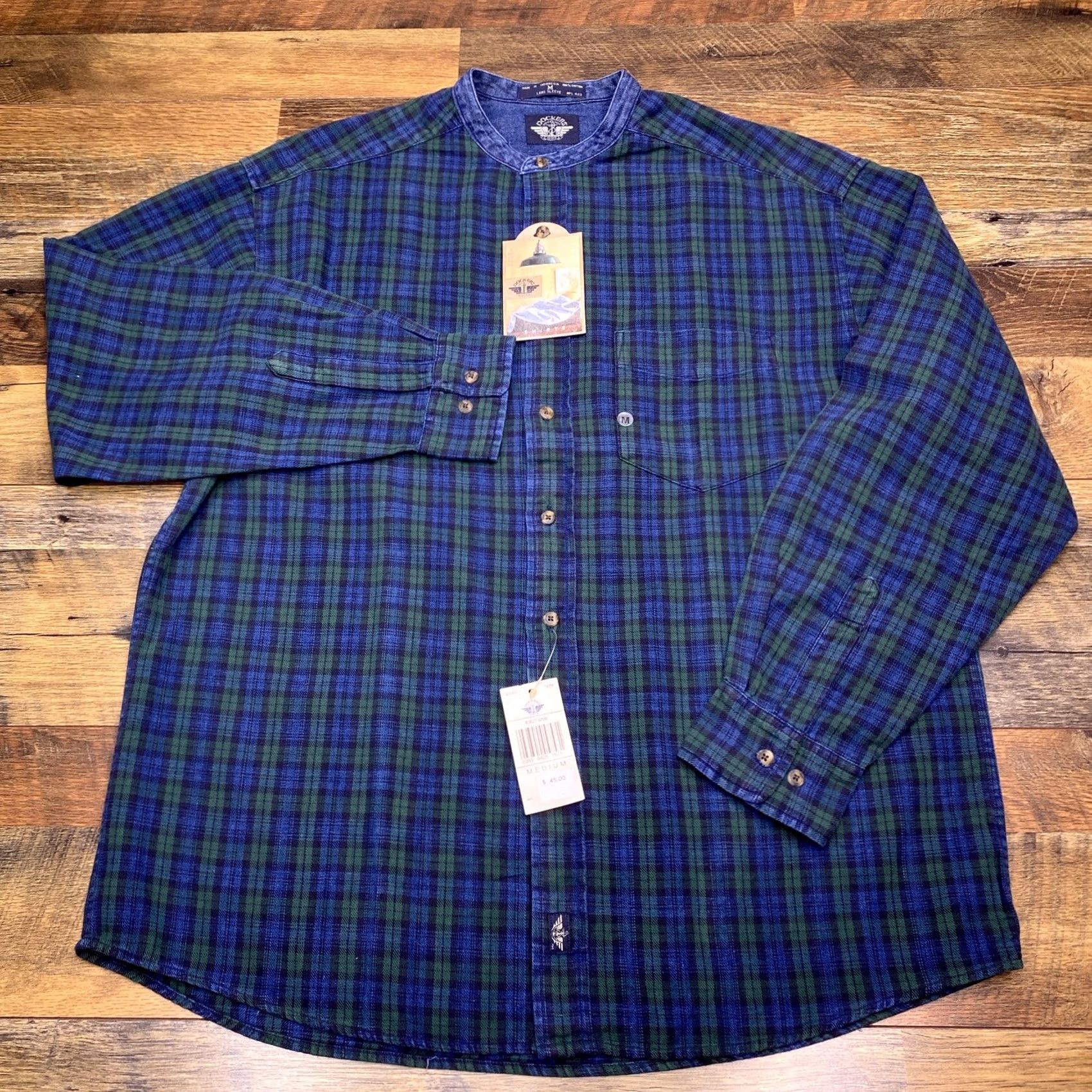 Dockers VINTAGE Dockers Shirt Mens M Green Plaid Button-Up Band Collar Knit Cotton Long Sleeve Victory Classic Size US M / EU 48-50 / 2 - 2 Thumbnail