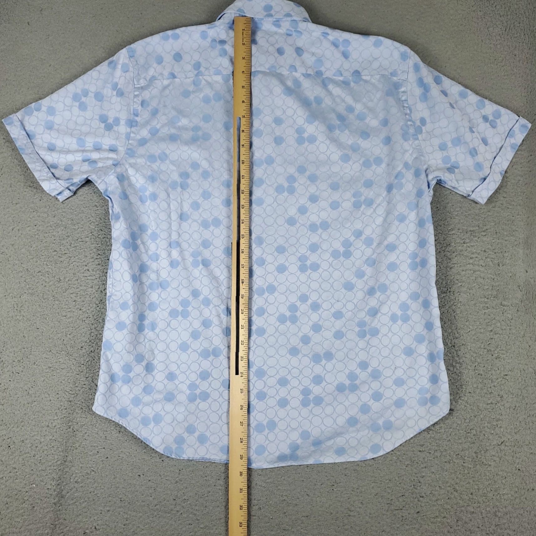 BUGATCHI Bugatchi Uomo Shirt Mens L Blue Geometric Button-Up Short Sleeve Casual Modern Business Classic Size US L / EU 52-54 / 3 - 4 Thumbnail