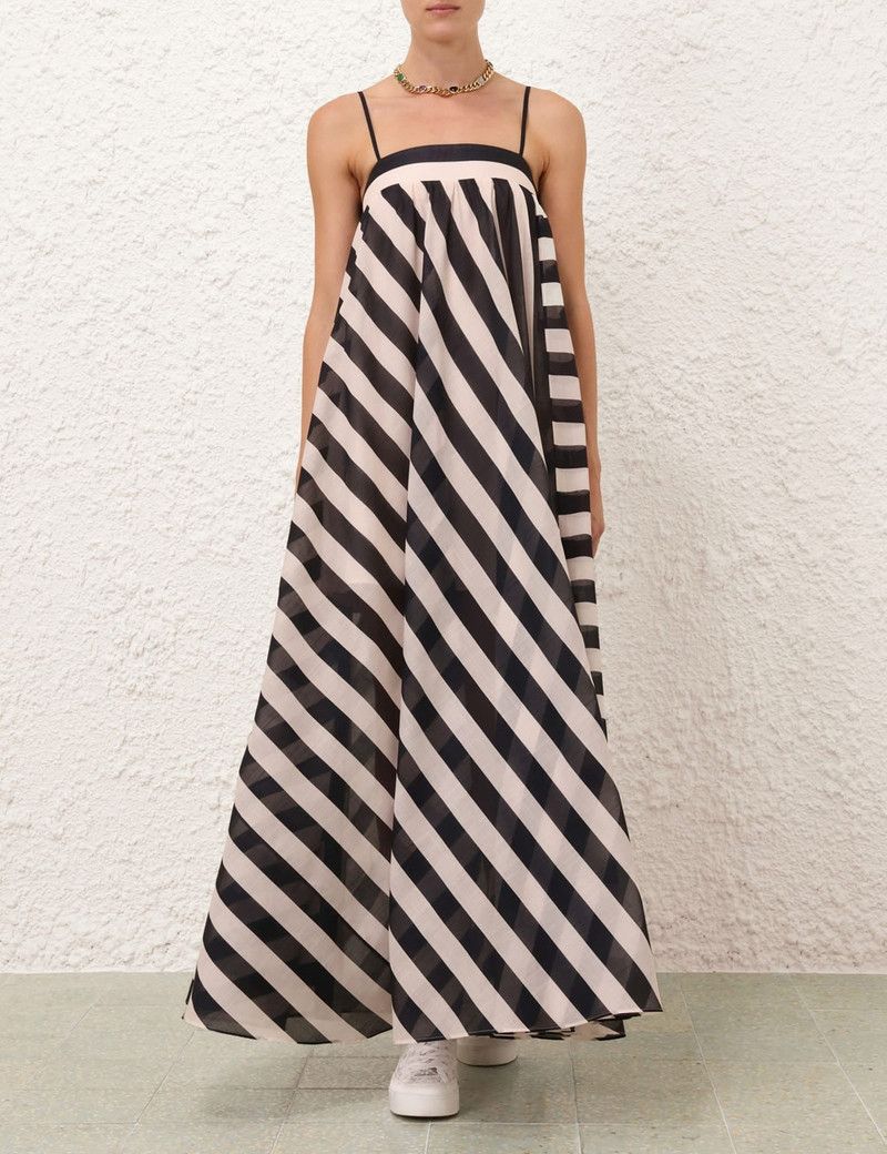 Zimmermann oc11z0126 Maxine Stripe Maxi Dress in Black/Cream Size M / US 6-8 / IT 42-44 - 7 Thumbnail