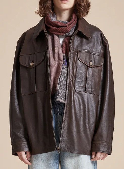 Vintage FOUND Sepia Leather Overshirt Size US XL / EU 56 / 4 - 2 Thumbnail
