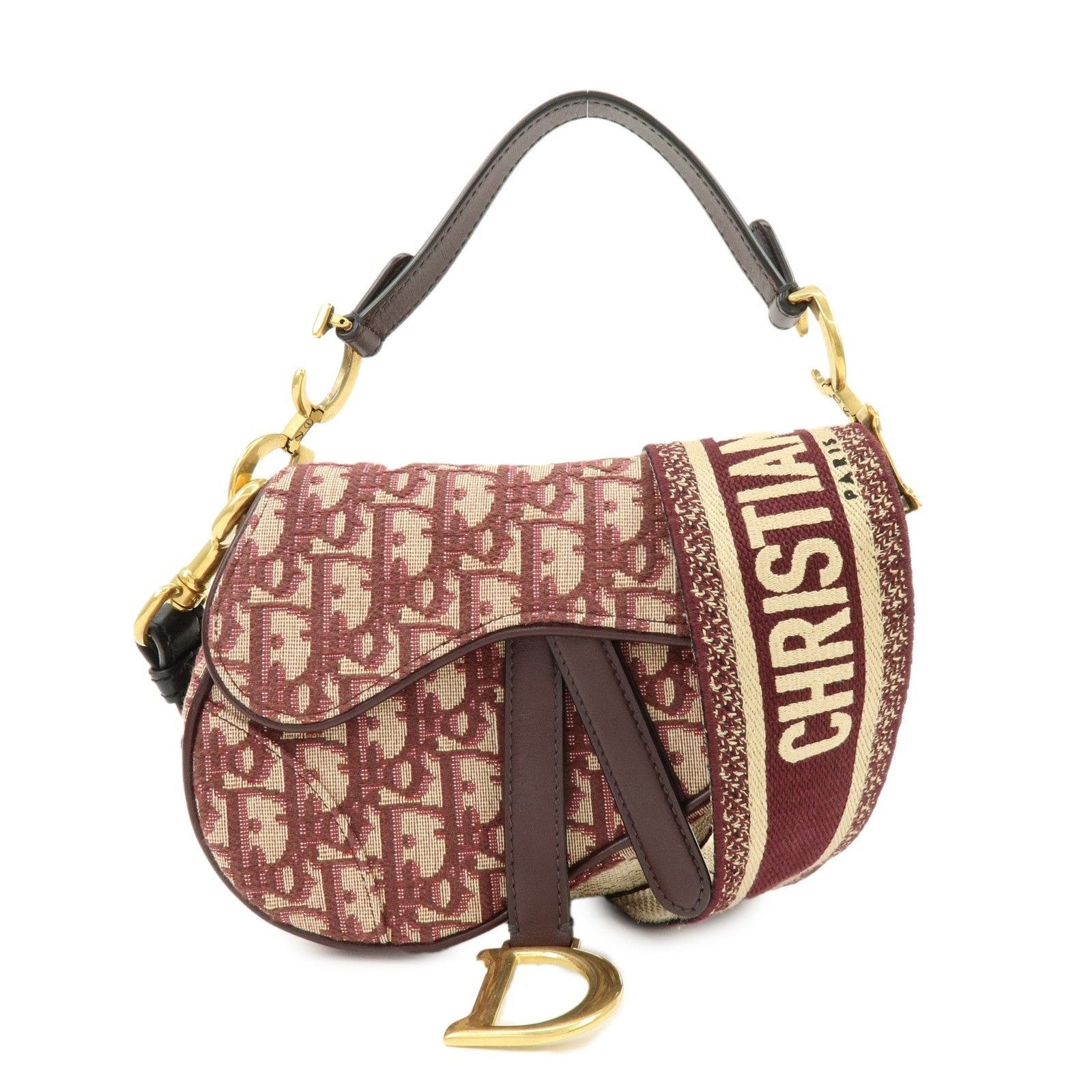 Christian Dior Monsieur Christian Dior Oblique Saddle Bag Canvas Shoulder Burgundy Size ONE SIZE - 1 Thumbnail