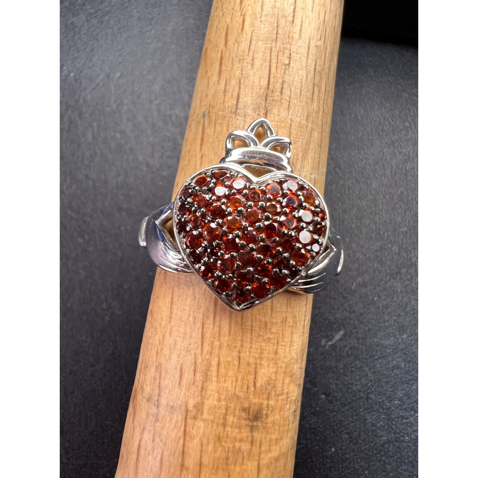 Other NEW Garnet claddagh ring in sterling silver size 7 Size ONE SIZE - 4 Thumbnail