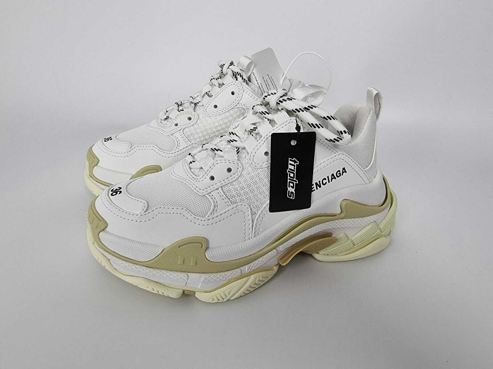 Balenciaga Triple S Women's White And Beige Sneakers New