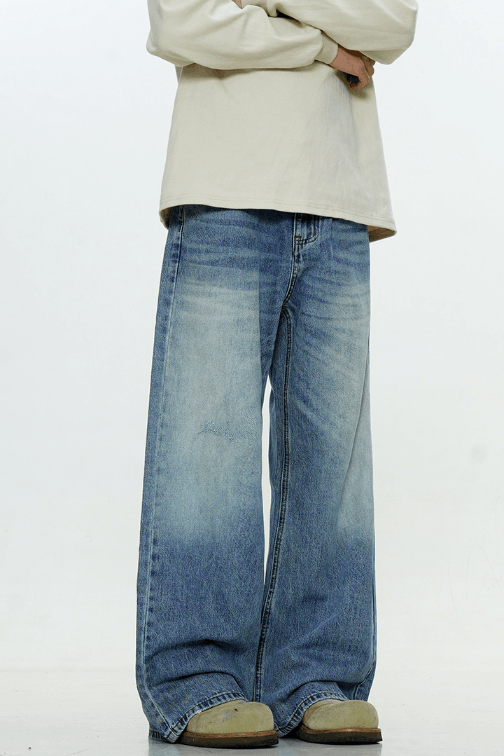 Japanese Brand × Vintage Washed blue simple men's loose straight high street jeans Size US 32 / EU 48 - 3 Thumbnail