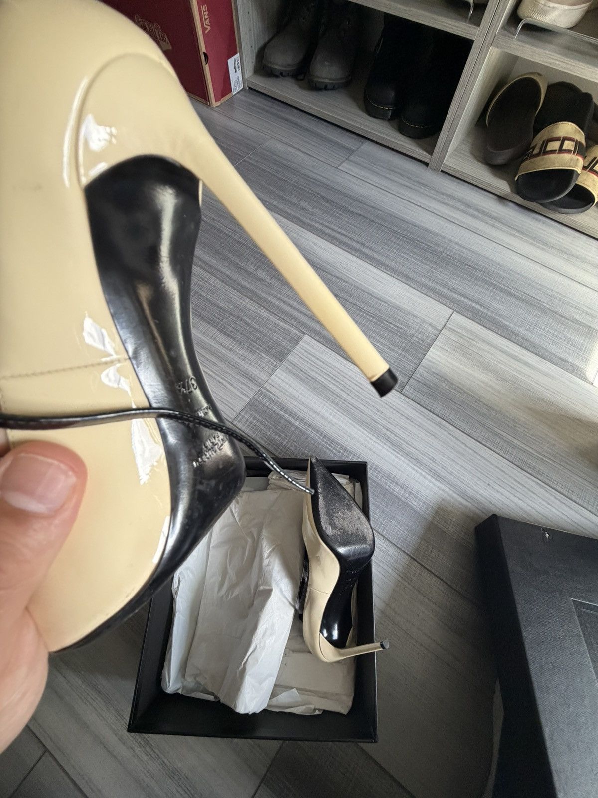 Saint Laurent Paris Saint Laurent Zoe 105 Patent Leather Heels Pumps Nude 37+ Size US 7 / IT 37 - 6 Thumbnail