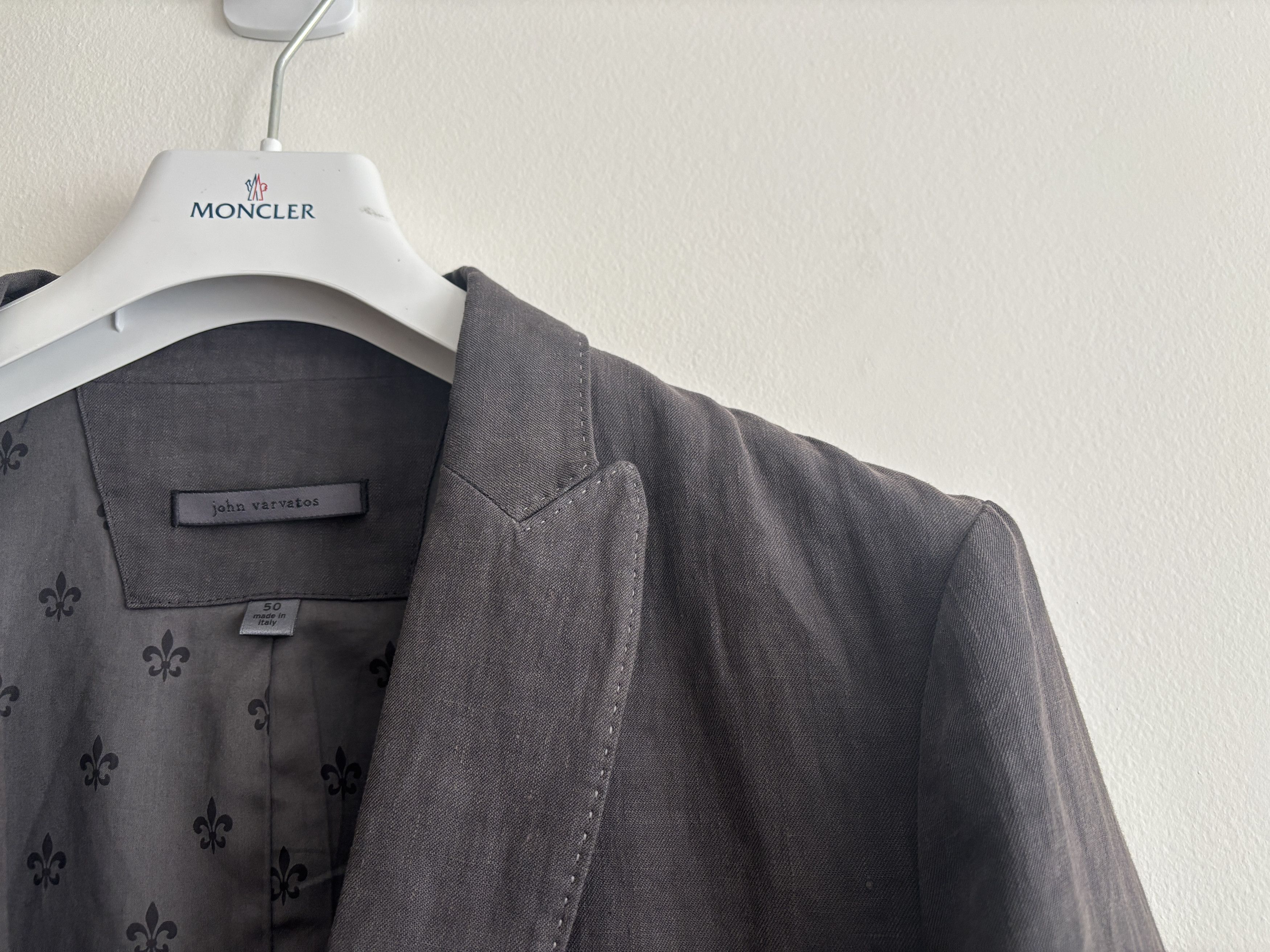 John Varvatos Grey/Brown Peak Lapel Single Button Linen Sport Coat - 40 Size 40R - 6 Thumbnail