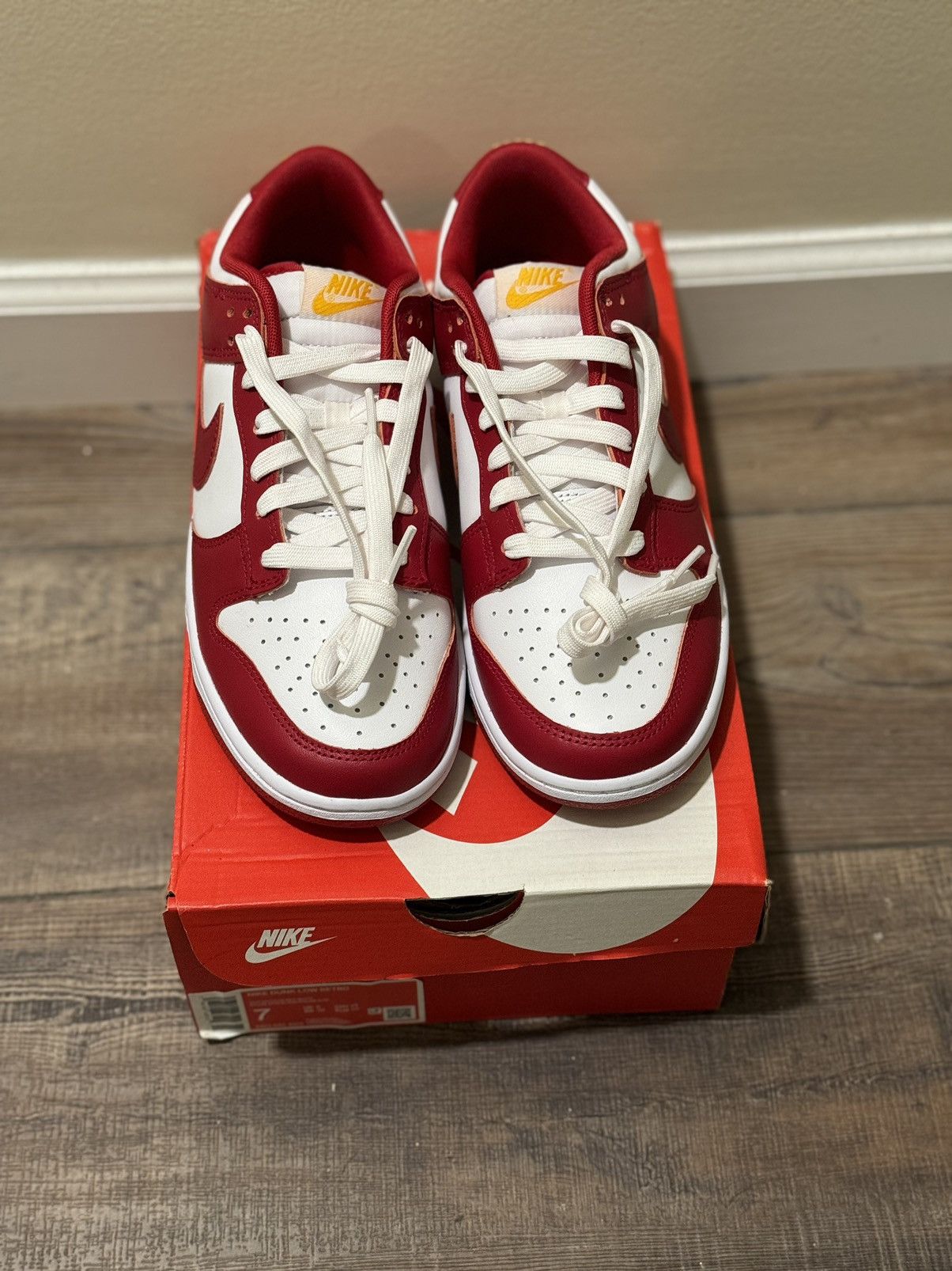 image of Nike Dunk Low USC Shoes in Gym Red, Men's (Size 7)