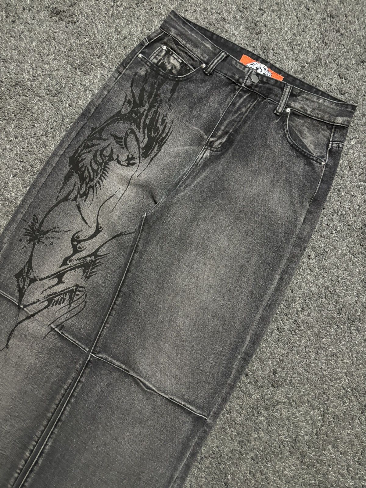 Vintage Vintage wide leg rare gray black fossile baggy jeans denim Size US 33 - 2 Thumbnail